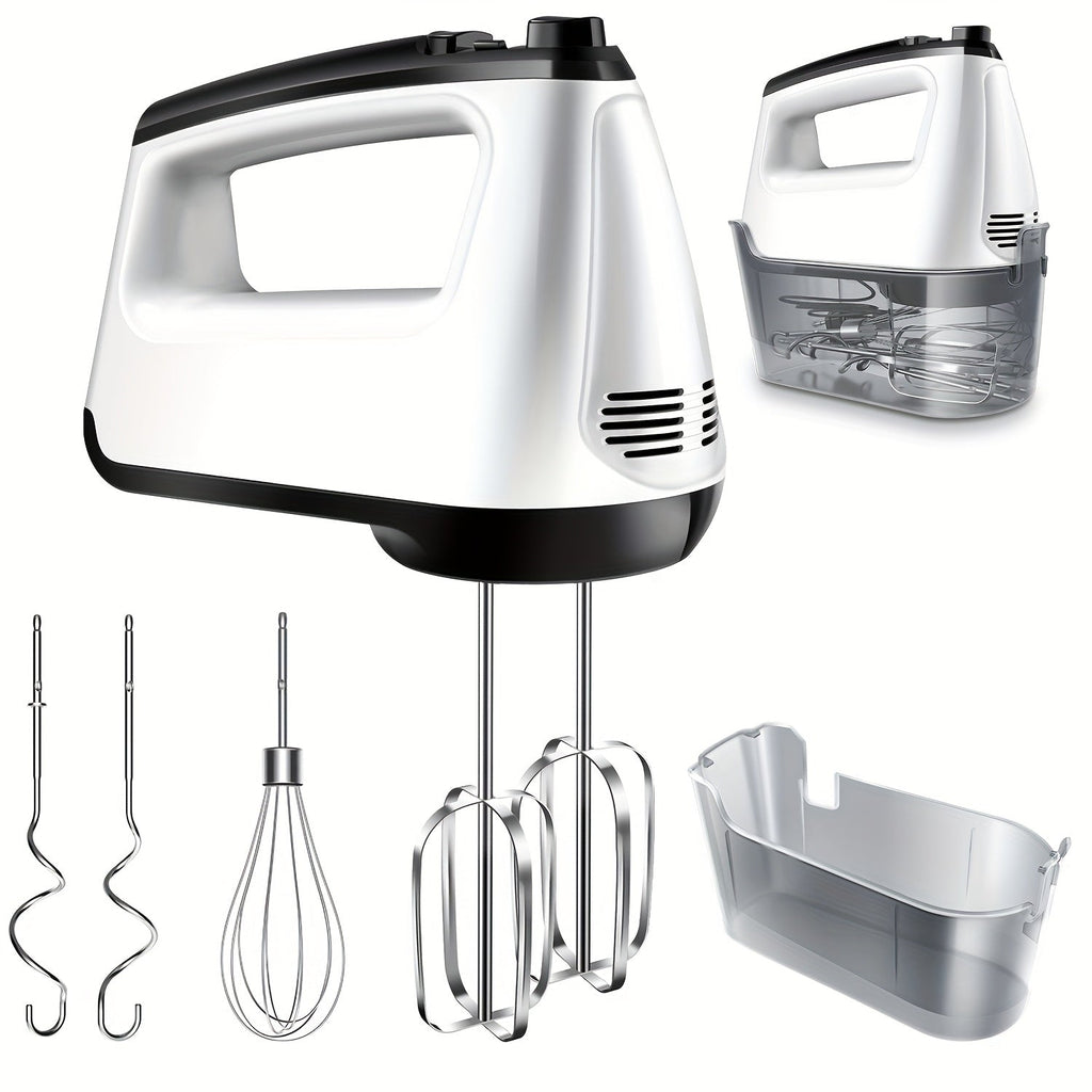 Electric Hand Mixer 6-Speed with Turbo, 5 Stainless Steel Attachments, Snap-On Storage Case, Handheld Mixer for Whipping
