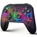RGB Wireless Gaming Controller in Black with Spiderweb Shell, Back Buttons and USB-C Charging for Switch Systems