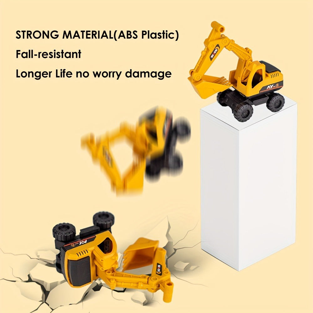 4-Piece STEM Construction Toy Vehicle Set for Toddlers, Shatterproof Excavator Mixer Dump Truck Bulldozer