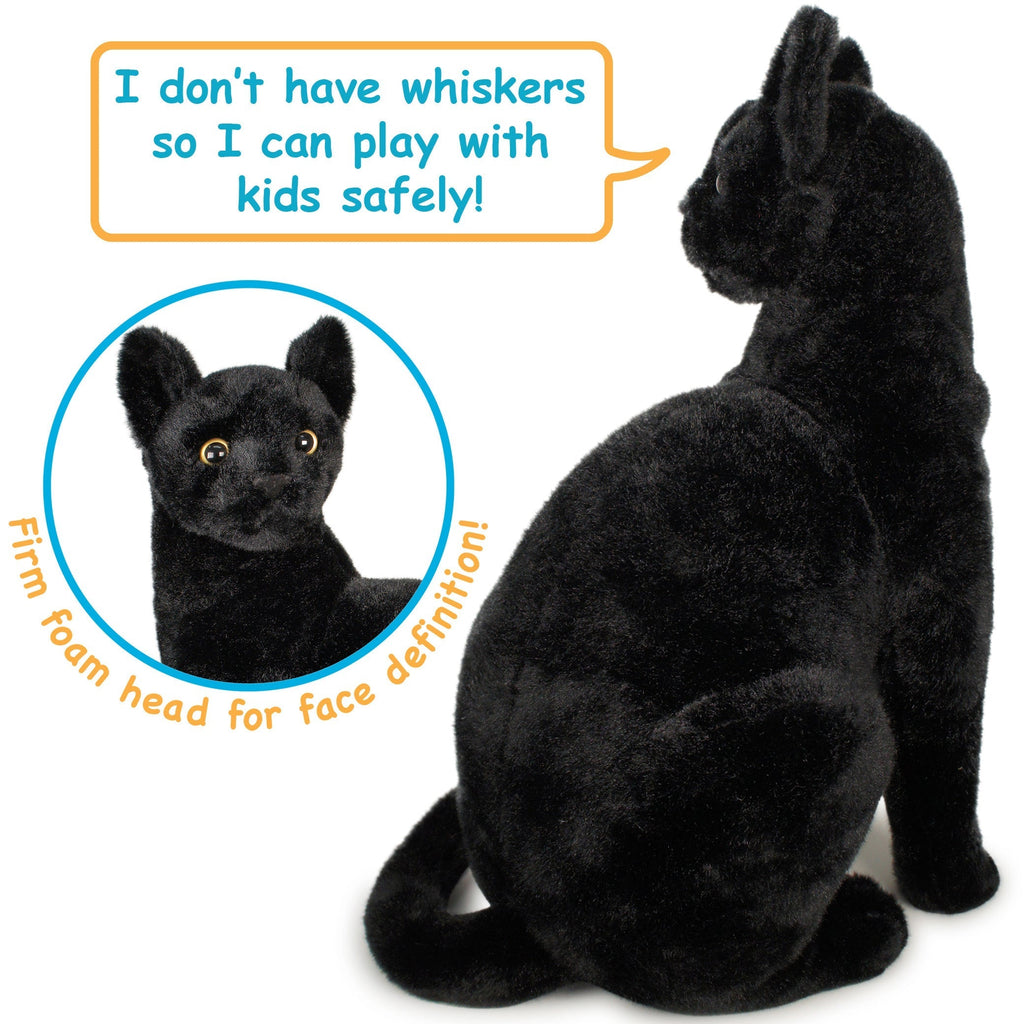 Plush Toy Boone Black Cat 13-Inch Sitting Kitty with Green Eyes for Shelf or Room Display for Character Display, Room Decor and Gift