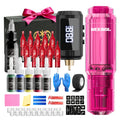Tattoo Machine Kit Neebol A-07, A-07 Pro or B-08 Cordless Pen with 1600mAh Battery, 20 Cartridges and 8 Inks