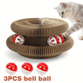 Cat Scratching Board Foldable Organ Design with Circular Ball Track & Bell Balls – Wear-Resistant Thickened Cardboard Scratcher