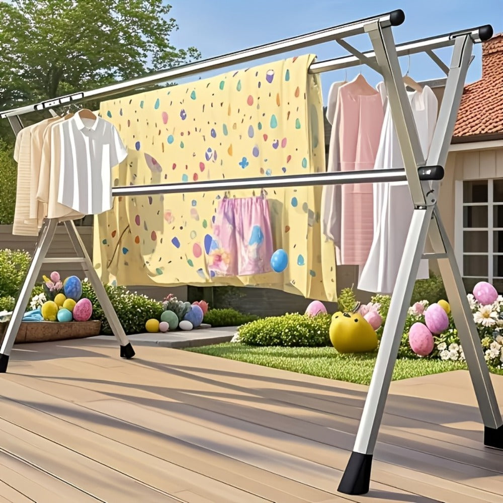 Clothes Drying Rack Collapsible Freestanding, Heavy Duty Stainless Steel Laundry Drying Rack Indoor Outdoor