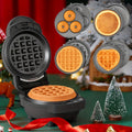 Compact Four-in-One Waffle Maker with Removable Round Plates in Graphite, Red or Blue Checkout Colors