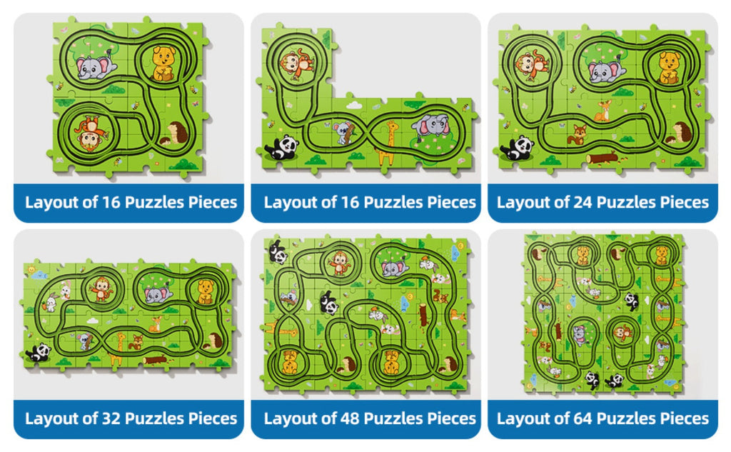 Jigsaw Puzzle Race Track Car Set Toy for Boys Kids, 39 56 73 PCS Flexible Building Track with Toy Cars