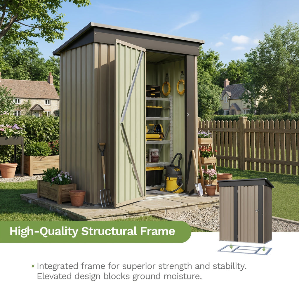Garden Storage Shed, Metal Lockable Tool Backyard Compact for Garden, Patio and Yard Use, with the Listed Configuration