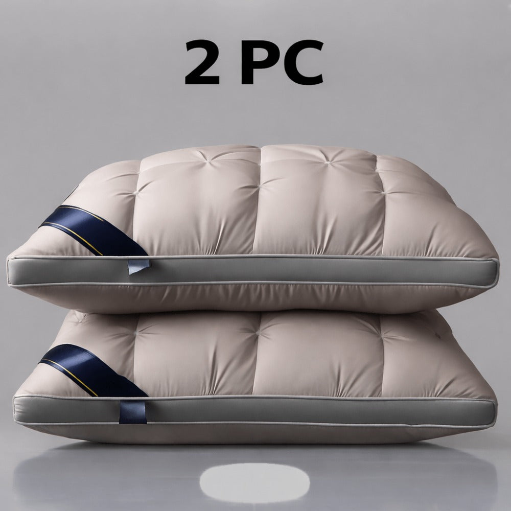 Hotel Quality Pillow Soft Polyester Fiber Deep Sleep Neck Support – No Collapse All Season Machine Washable Satin Cover Zipper Closure White