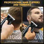 Hair Clipper Kit for Men Cordless USB Rechargeable LCD Screen Beard Trimmer Hair Cutting Set for Entryways, Bedrooms and Living Spaces