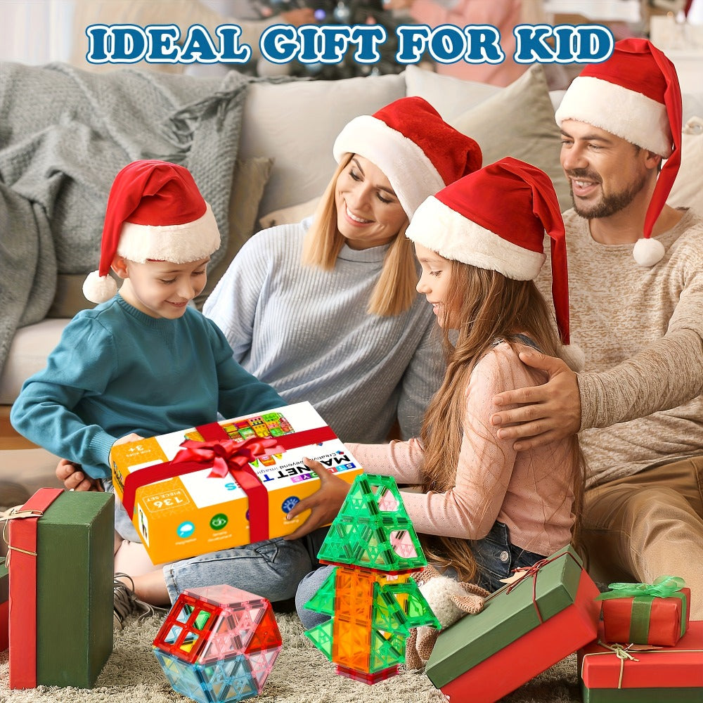 Magnetic Tiles Building Set for Kids 3 4 5 6 7 8 – 80 106 136 205pcs Clear 3D Magnet Building Blocks STEM Educational Toy Child-Safe ABS