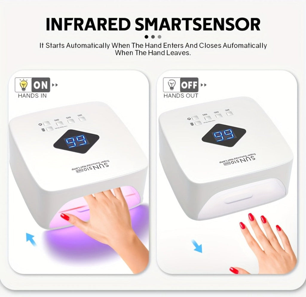 Rechargeable UV LED Nail Lamp 30 Beads, Professional Gel Nail Curing Light Cordless with 3 Timer Settings