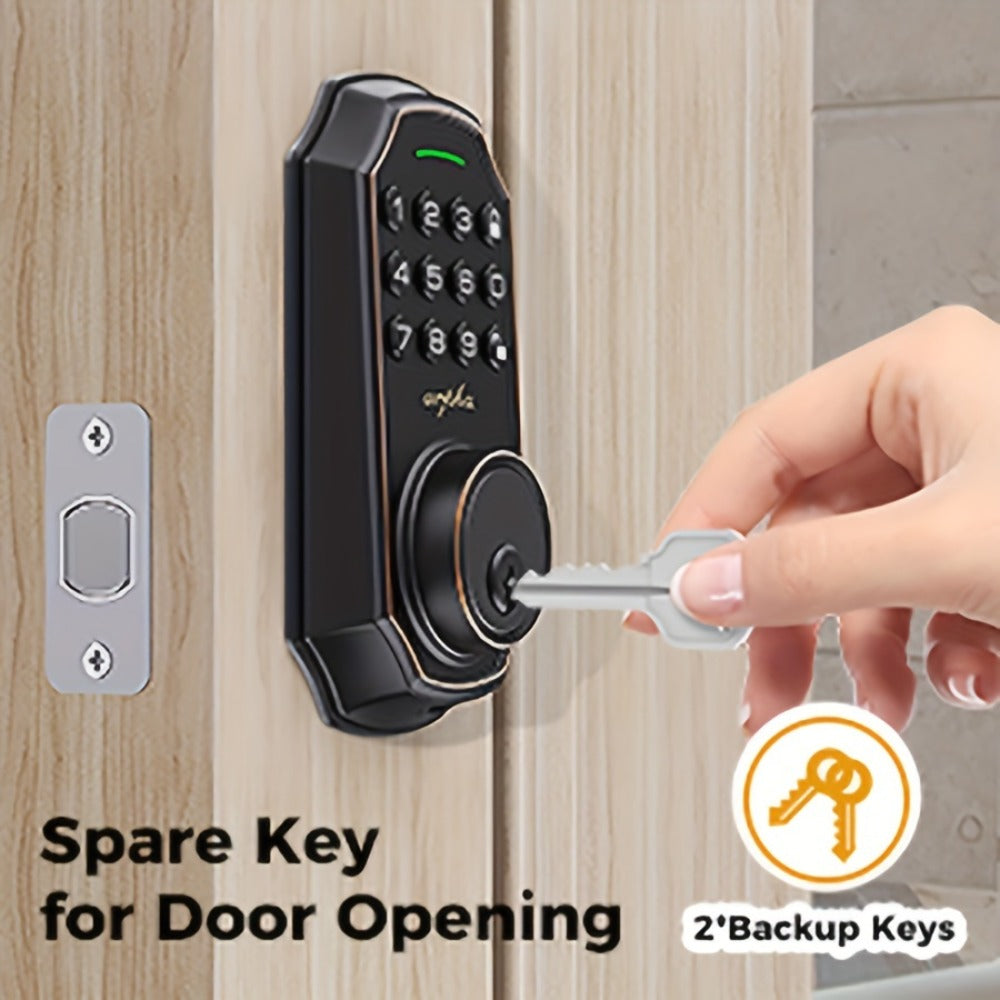 Smart Door Lock Arpha Keypad Deadbolt with Black Silver Handle Sets and Optional Fingerprint WiFi Versions