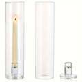 Hurricane Glass Candle Holders for Taper Candles, 11.8 Inch Tall Clear Cylinder Windproof Candlestick Stand for Wedding