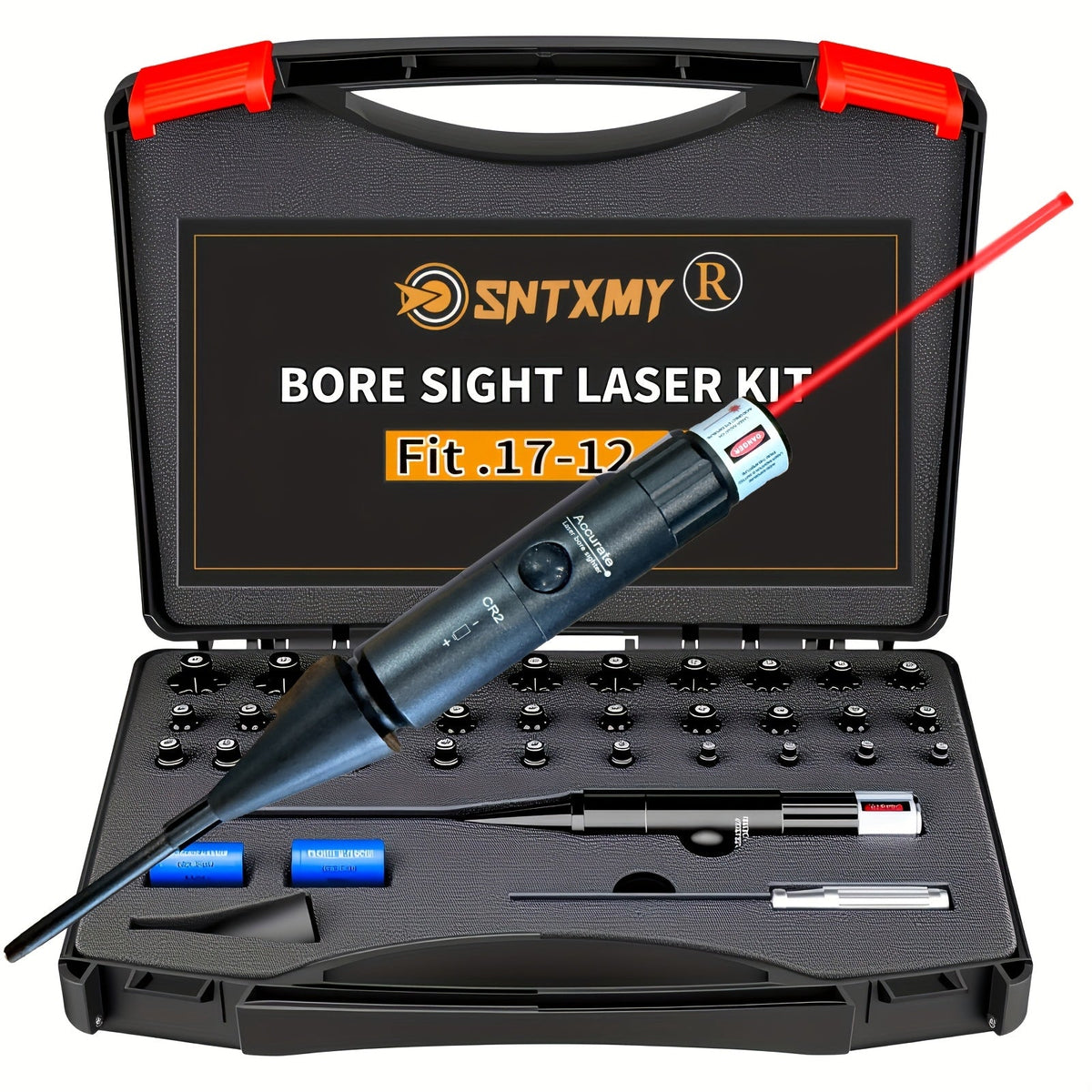 Bore Sight Laser Kit Red & Green Laser Boresighter with 8 & 32 Adapters – Multi-Caliber Universal Bore Sighter for .17 Cal to 12GA Rifle