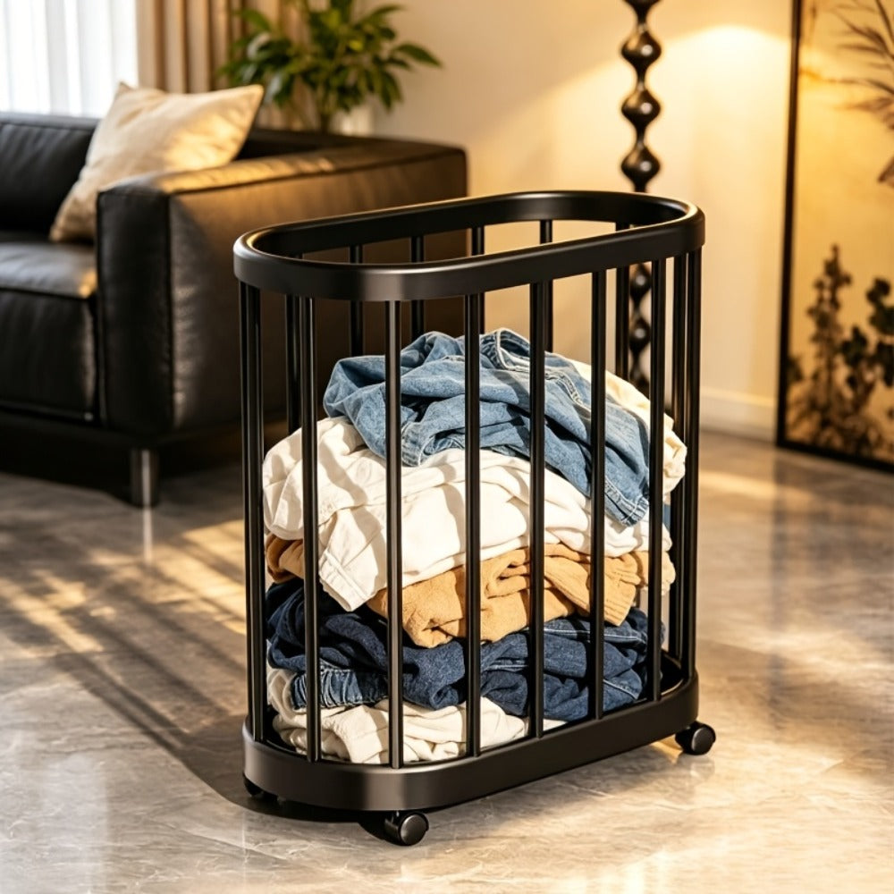 Laundry Hamper with Wheels Large Capacity Slim – Rolling Laundry Basket for Bathroom, Bedroom & Closet, Tall Narrow Clothes Hamper for Yoga