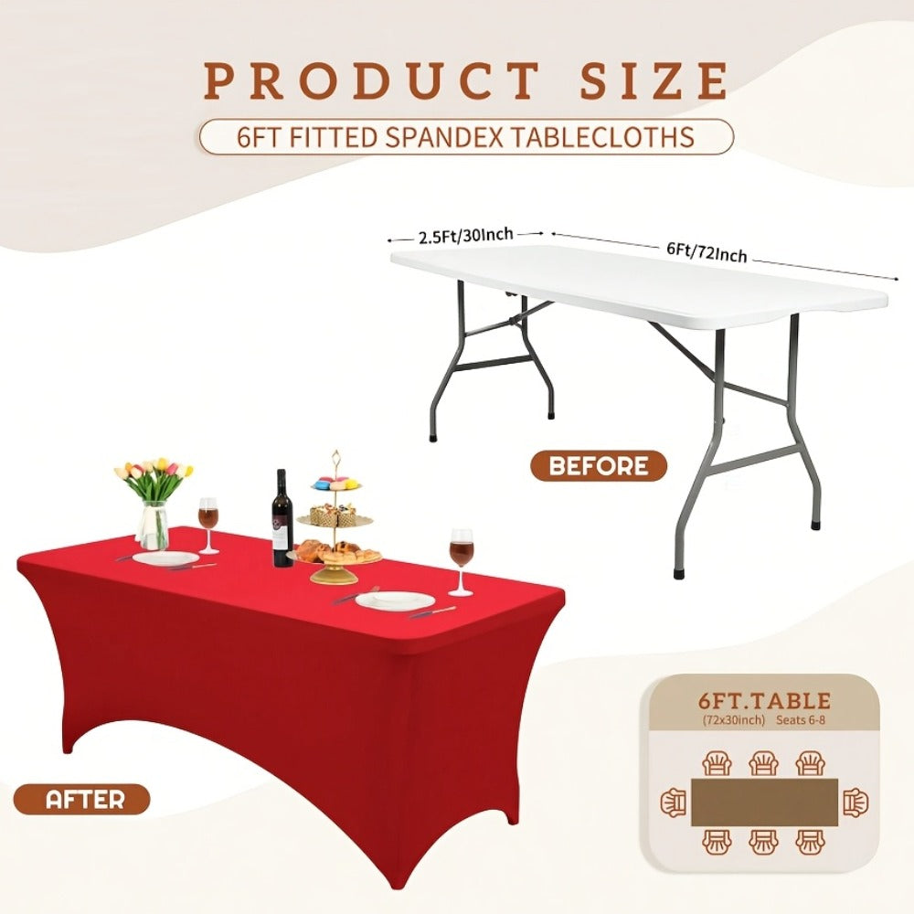 Spandex Tablecloth 6 Foot Rectangular Stretch Table Cover for Parties Weddings Banquets for Entryways, Bedrooms and Living Spaces