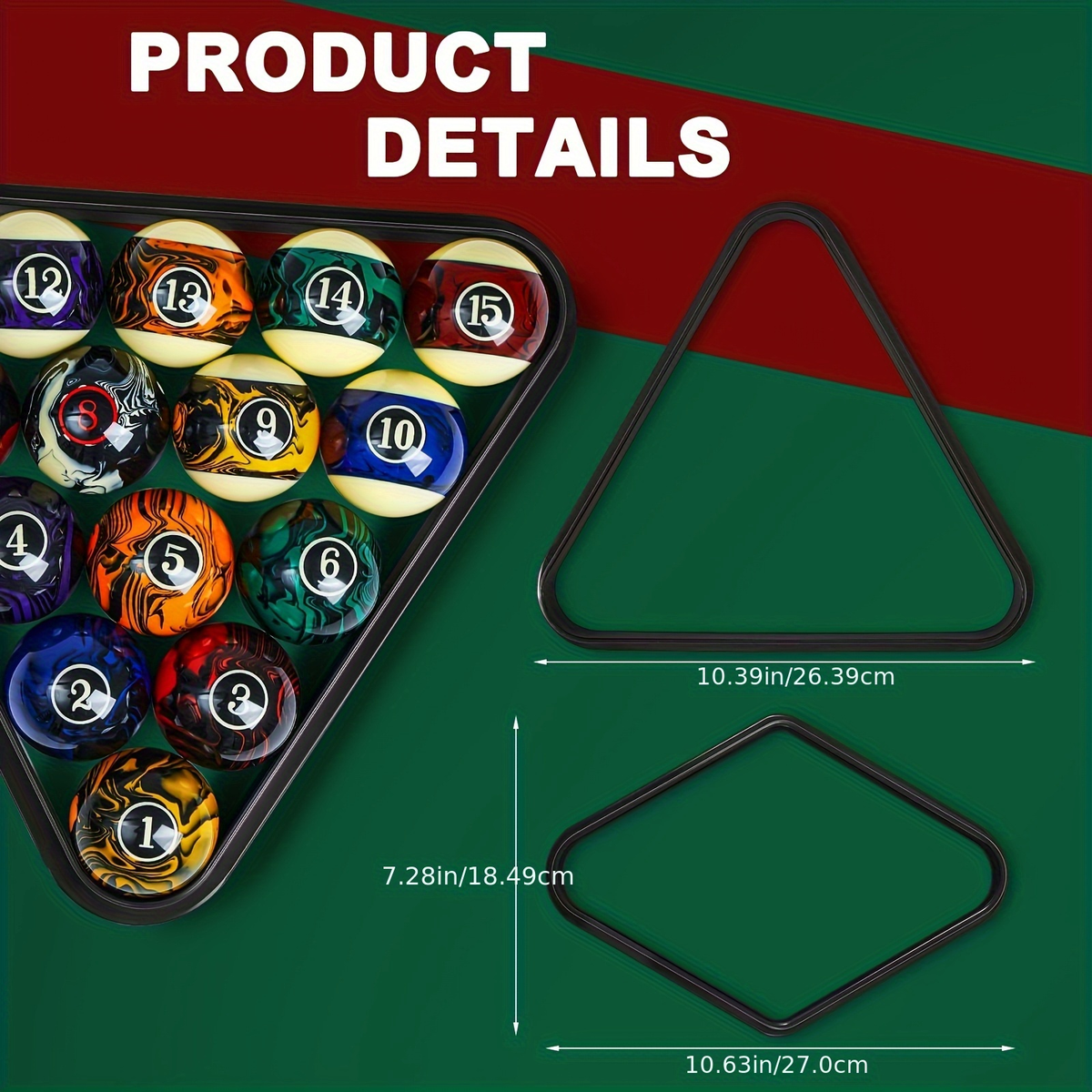 20-Piece Pool Ball and Cue Set with 16 Graphic Billiard Balls, Two Cues and Two Ball Racks