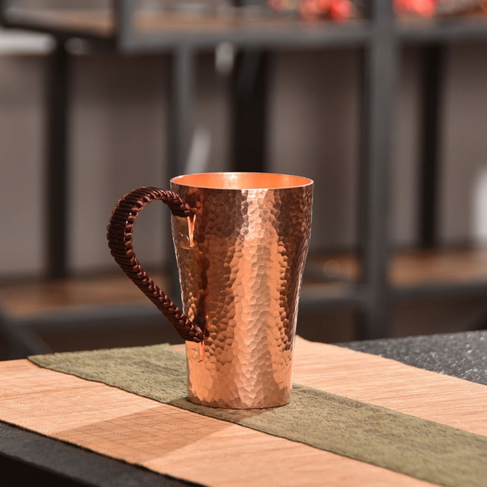 Handcrafted Copper Mug with Hammer Pattern – Pure Copper Coffee Mug, Tea Cup & Water Vessel – Artisan Copper Drinking Cup for Moscow Mule