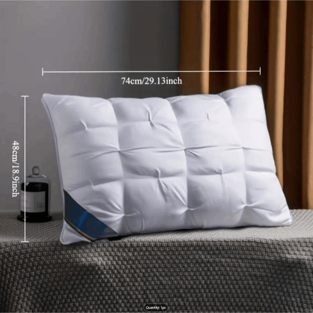 Hotel Quality Pillow Soft Polyester Fiber Deep Sleep Neck Support – No Collapse All Season Machine Washable Satin Cover Zipper Closure White