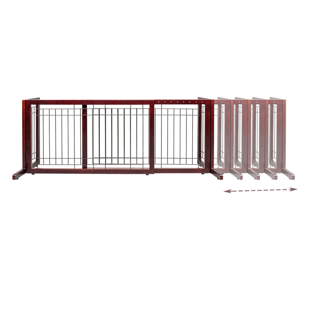Freestanding Pet Gate for Dogs & Cats – Solid Wood Dog Gate for House, Adjustable 40" to 71" Wide, Indoor Dog Fence for Doorways Stairs