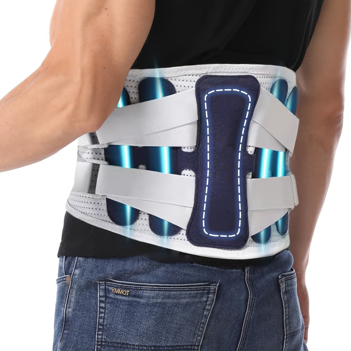 Lumbar Support Belt for Men & Women – Adjustable Lower Back Brace with Aluminum Alloy Reinforcement, Breathable Hook-and-Loop Waist Support