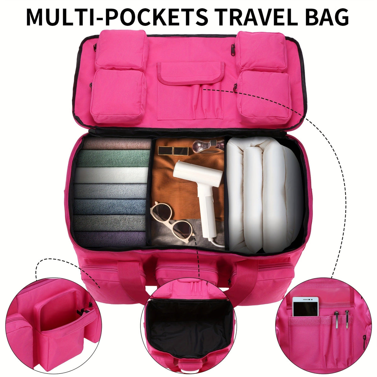 Convertible Travel Duffel Bag 3-in-1 Rose Red 50L – Weekender Backpack & Gym Bag for Men & Women, Sports, Camping & Daily Use