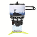 Backpacking Stove Cooking System with Pot Piezo Ignition 1KW Isobutane Burner 1.2L Pot Brackets Included for Garden, Patio and Yard Use