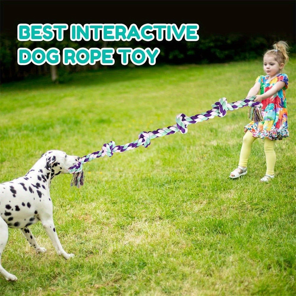 Rope Dog Toy 6-Knot Tug of War Chew Toy for Large Dogs – Heavy Duty Teeth Cleaning Rope Bone Toy for Aggressive Chewers