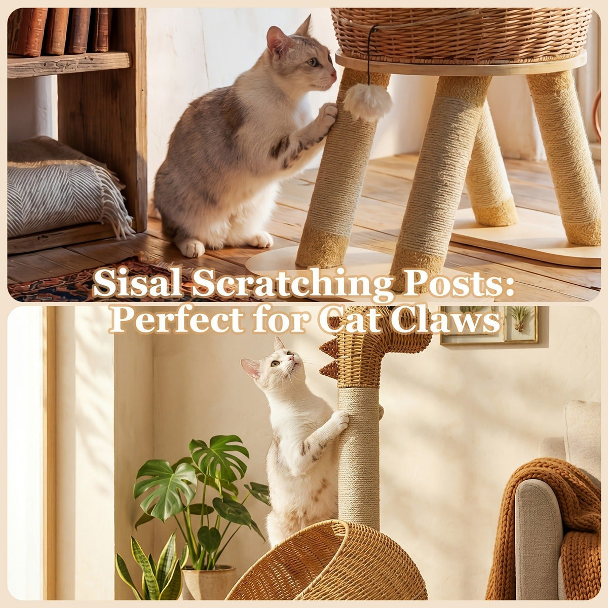 Brown 46-Inch Dinosaur Cat Tree with Woven Pod Bed, Four Sisal-Wrapped Posts and Removable Cushion