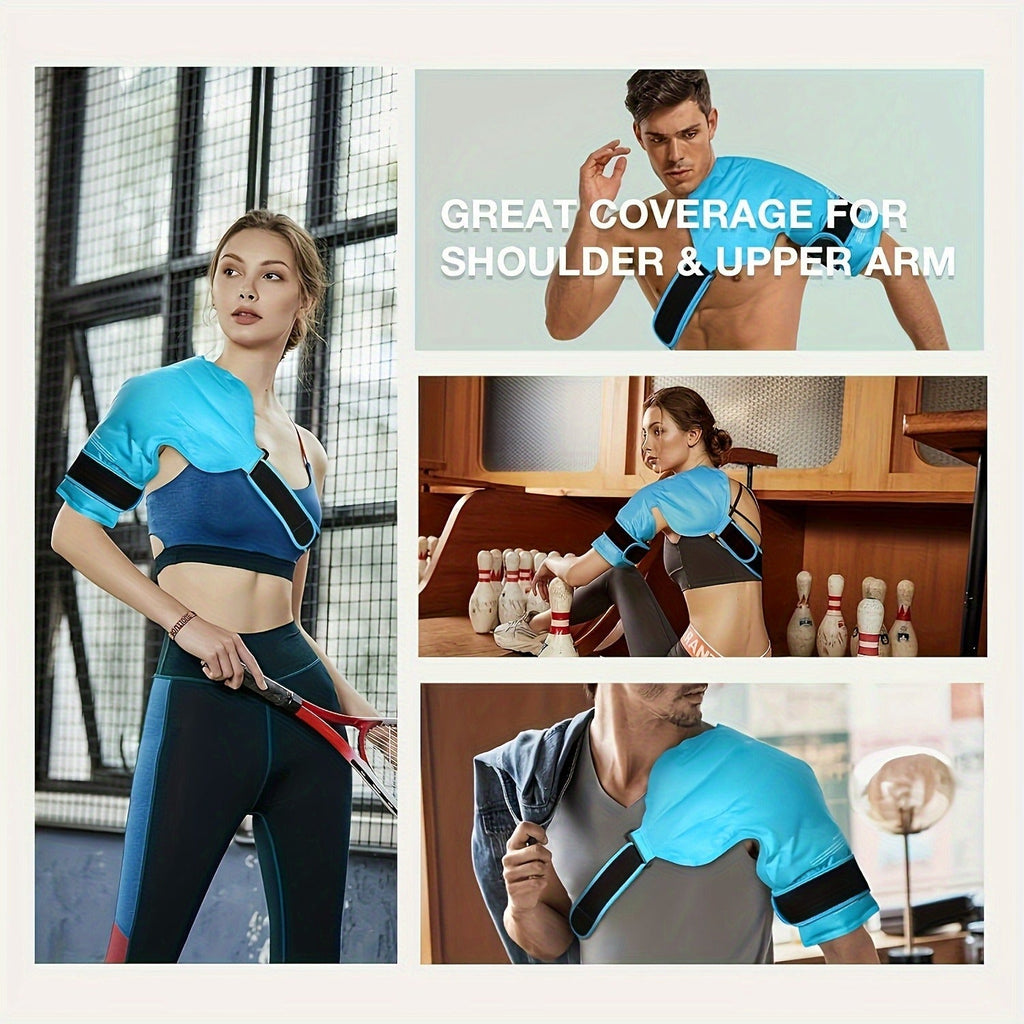 Shoulder Ice Pack Wrap Hot Cold Therapy Gel Pack Reusable Rotator Cuff Compress Adjustable Strap Hands-Free Pain Relief for Athletes Gym