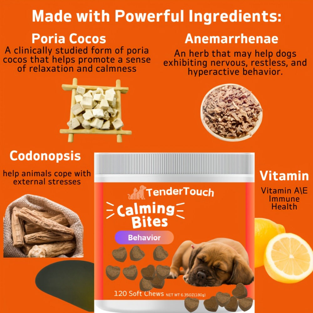 Dog Calming Chews 120ct | Natural Relaxation & Stress Relief Supplement for Dogs, Emotional Balance Support