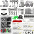 Fishing Tackle Kit 142/206/318 Pcs – Hooks, Jigs, Weights, Swivels, Beads & Connectors for Freshwater & Saltwater Bass Trout Fishing