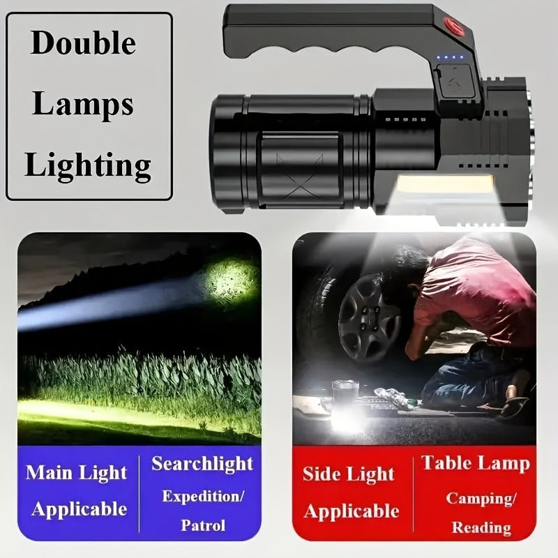 Flashlight 6-Pack Rechargeable Hand Torch Set with Main Beam, COB Side Light and Power Display