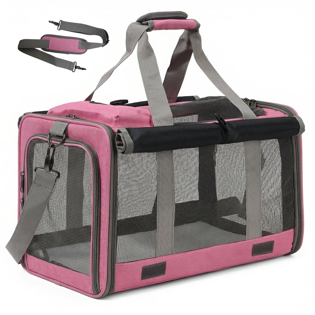 Soft-Sided Mesh-Panel Pet Carrier with Privacy Cover and Nine Color or Accessory Bundle Options