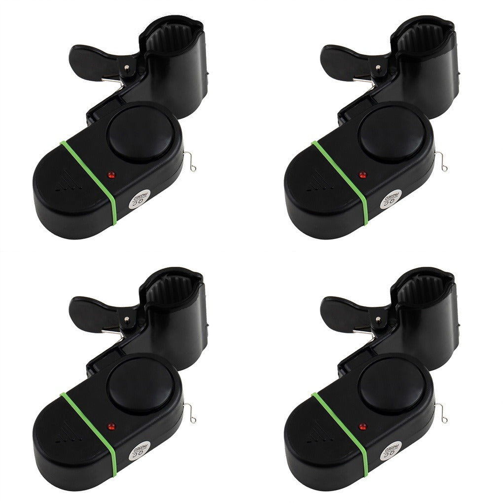 Fishing Bite Alarm Bell 4pcs Set with Sound Alert and Light Indicator, Sensitive Fish Hook Alarm for Fishing Rod Night Fishing Carp Fishing