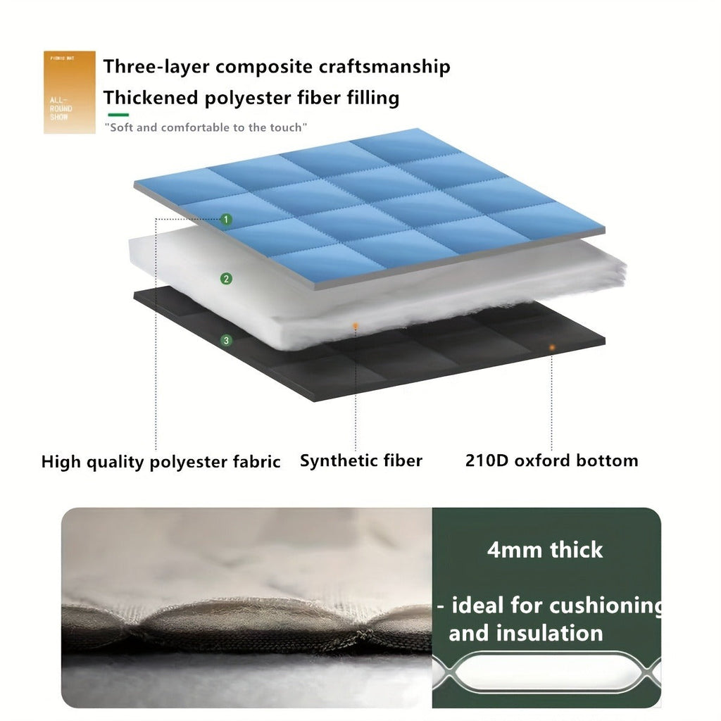 Foldable Picnic Mat 78x78in Dual Layer 240T Polyester & 210D Oxford Cloth Printed Outdoor Beach Mat for Camping