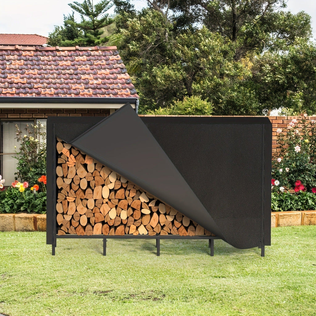 Firewood Rack Heavy Duty Adjustable – Outdoor & Indoor Log Holder with Cover, A-Frame Steel Wood Storage Stand for Fireplace, Patio, Cabin