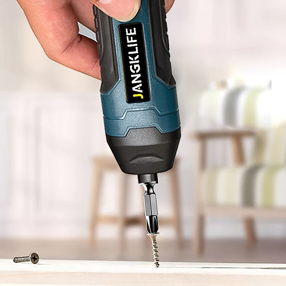 Cordless Electric Screwdriver Set, Rechargeable Power Screwdriver with LED Light, DC Charging, Bit Accessories Included