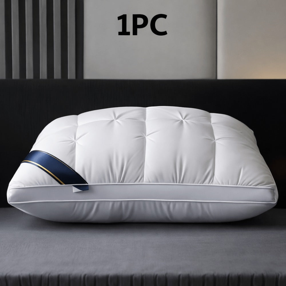 Hotel Quality Pillow Soft Polyester Fiber Deep Sleep Neck Support – No Collapse All Season Machine Washable Satin Cover Zipper Closure White