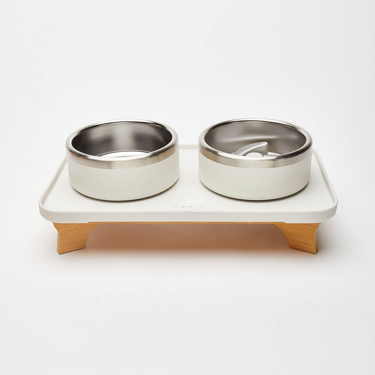 Elevated Pet Slow Feeder and Bowl Set Bone (White) / Small (1-2 Cups) / 3 inches