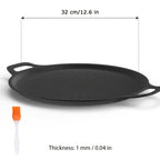 BBQ Griddle Pan Non-Stick with Oil Drain Groove & Double Handles for Home Cooking, Dining and Outdoor Meals