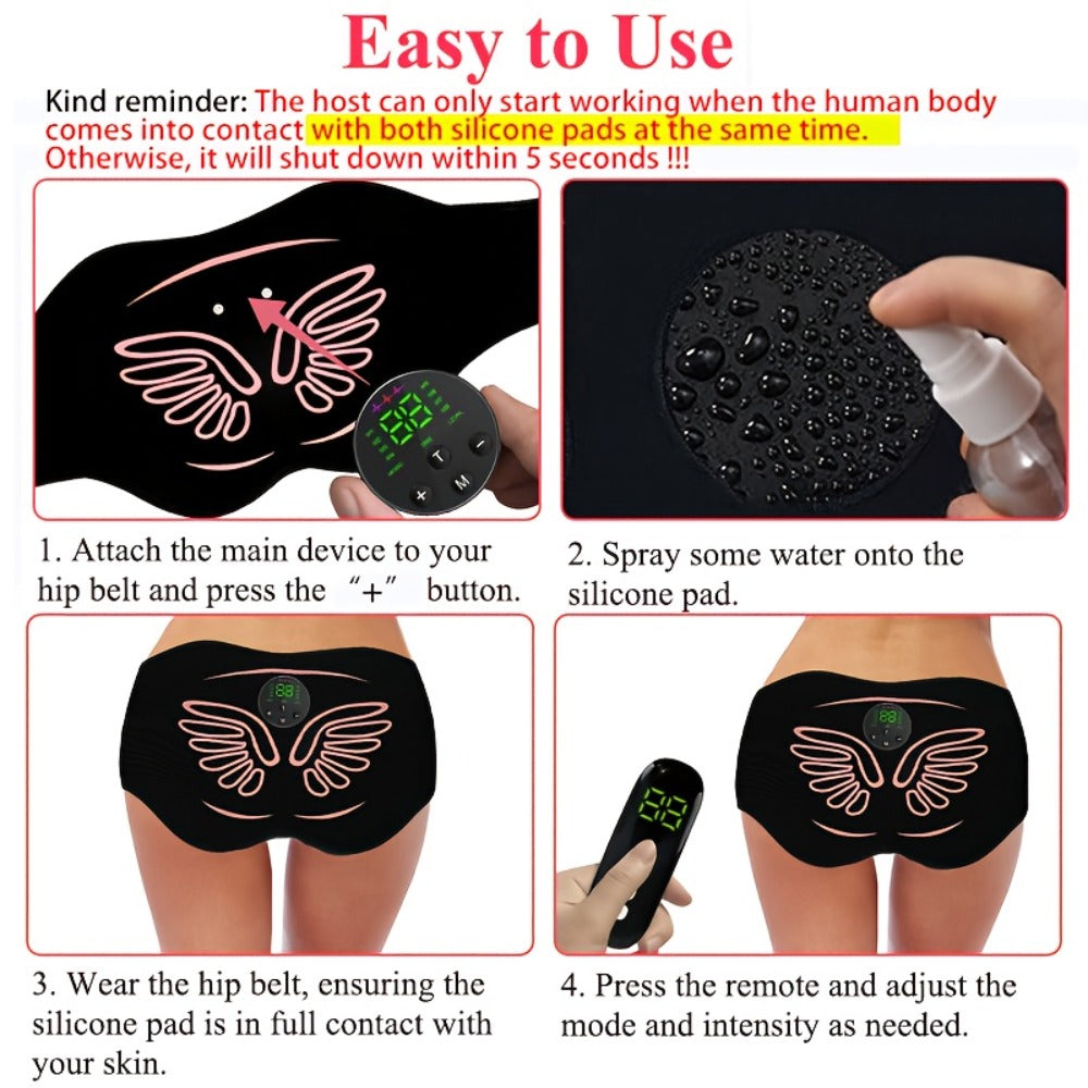 EMS Hip Trainer & Butt Stimulator with Remote Control, Rechargeable Electric Peach Butt Shaper for Women