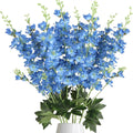 Artificial Flowers Eight-Piece Delphinium Larkspur Set with 33.5-Inch Silk Stems in 11 Colors