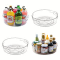 Clear Lazy Susan Turntable Organizer Four-Pack with 11.5-Inch Round Trays, Side Handles and Raised Edges
