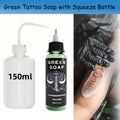 Tattoo Green Soap Kit Cleansing Solution with Squeeze Bottle – Green and Blue Tattoo Soap for Artists, Safe Color Foam Moisturizing Formula