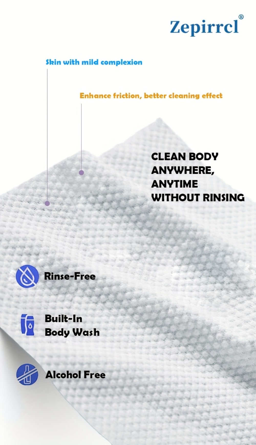 Disposable No-Rinse Foaming Bath Towels – Large 11.81" Body Wipes, Wet & Wipe Cleansing Cloths for Elderly Care, Camping, Post-Surgery
