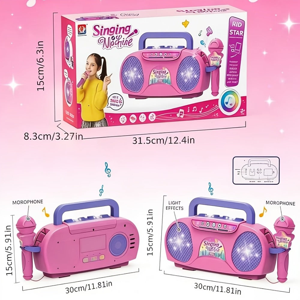Kids Light-Up Singing Machine Toy with Microphone, All-in-One Music Toy for Boys & Girls Ages 3-7