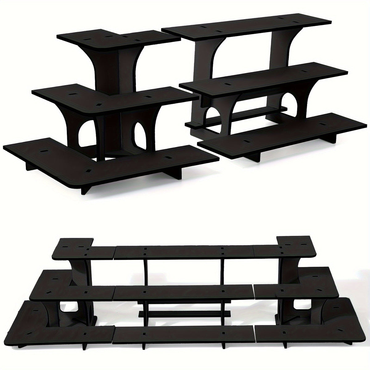 3-Tier Wooden Corner Display Stand Set of 3 Portable Shelf Rack for Retail Tabletop & Countertop - Craft Show
