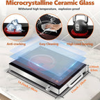 Portable Electric Induction Cooktop 2200W Ceramic Infrared Hot Plate with Adjustable Temperature & Dual Touch Rotation Control