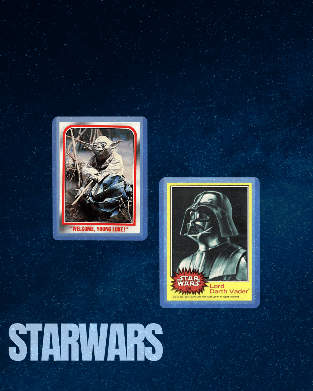 Topps Star Wars Trading Card Assortment, Five Cards from 1977, 1980 and 1983 with Protective Card Savers
