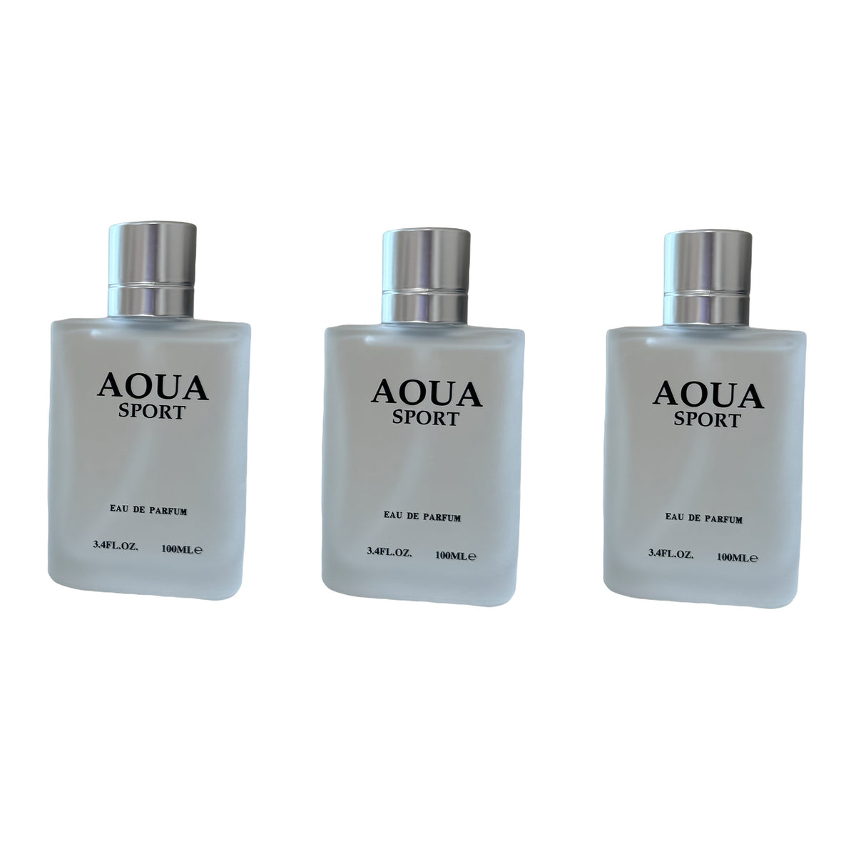 Perfume for Men AOUA 3-Pack with Three 3.4 oz Bottles and Citrus, Jasmine, Woody-Musk Profile